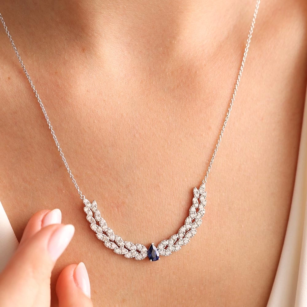 2.20 CT Damla Safir Pırlanta Kolye