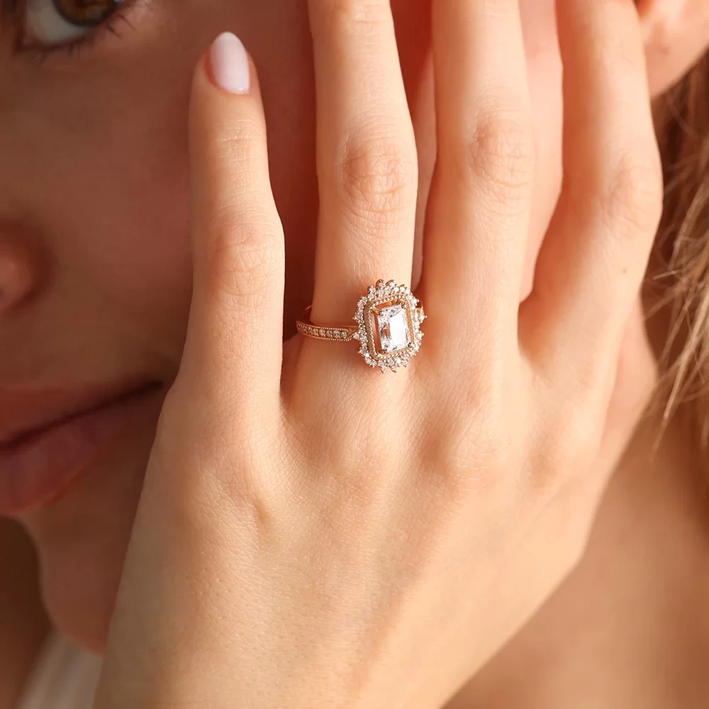 2.30 CT Golden Crown Topaz & Pırlanta Yüzük