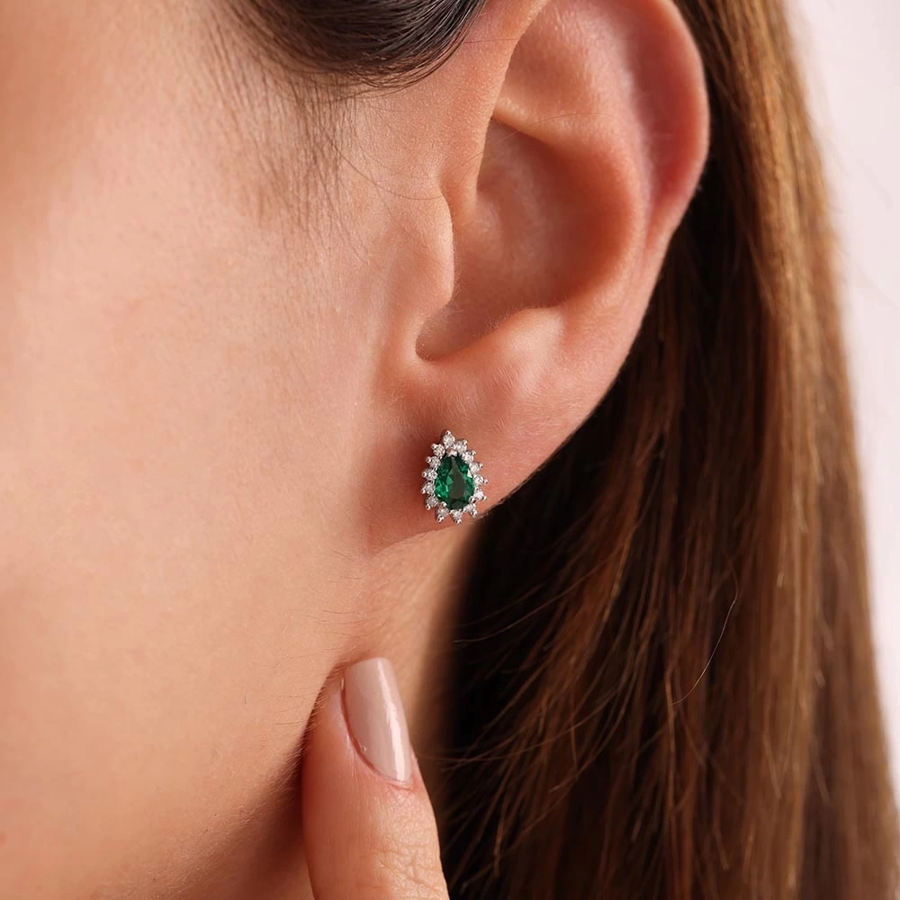 3.10 CT Damla Zümrüt & Pırlanta Set