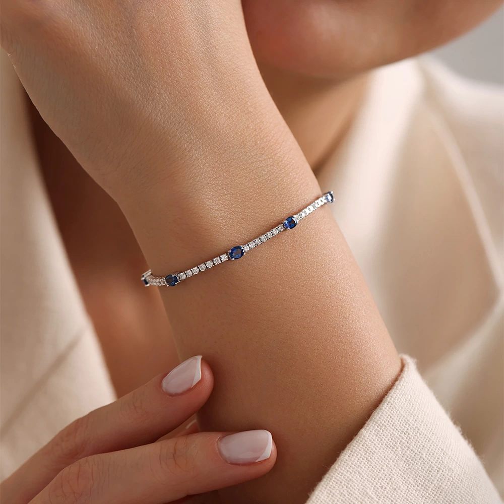 3.50 CT Safir & Pırlanta Bileklik