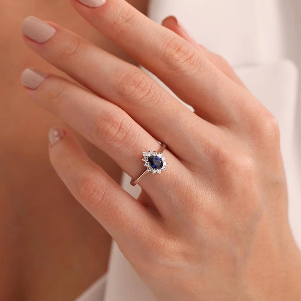 3.75 CT Damla Safir & Pırlanta Set