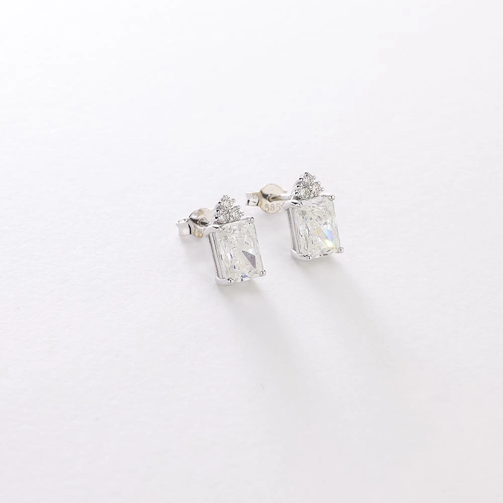 4.00 CT Beyaz Topaz & Pırlanta Küpe