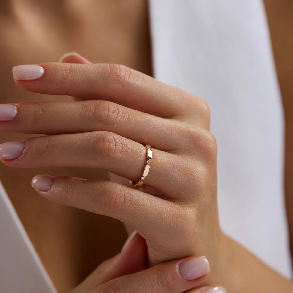 0.05 CT Pırlanta Yarım Tamtur Pırlanta Yüzük