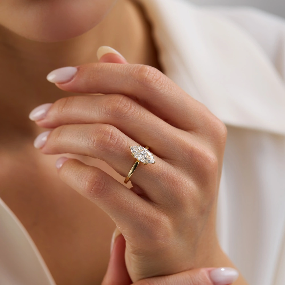 2.00 CT Markiz Pırlanta Tektaş Yüzük