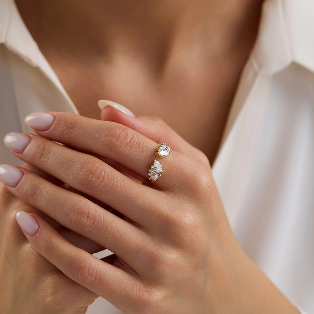 1.20 Ct Lab Grown Markizli Yarım Tamtur Pırlanta Yüzük