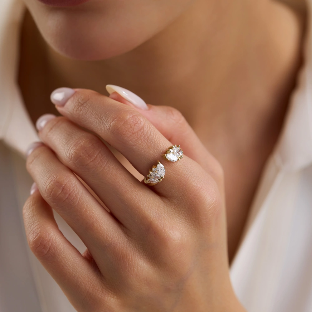 1.20 CT Markizli Yarım Tamtur Pırlanta Yüzük