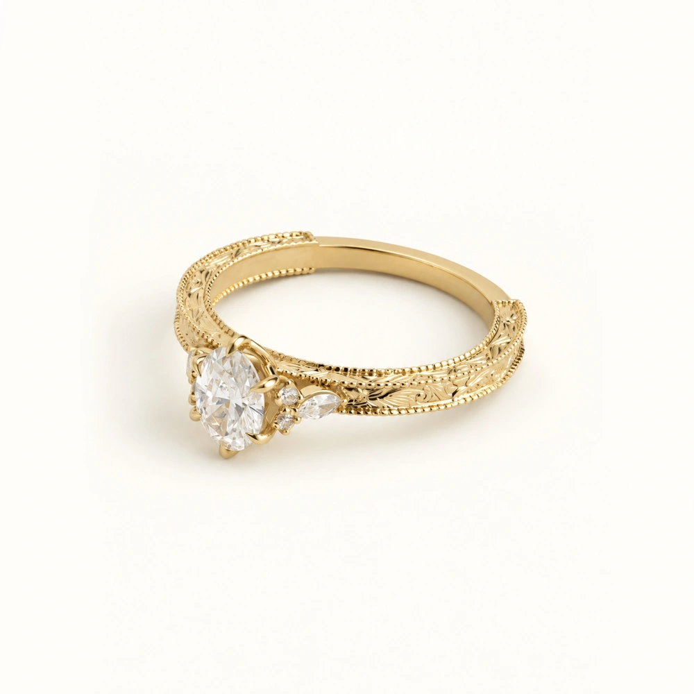 0.65 Ct Oval Laboratuvar Pırlanta Yüzük