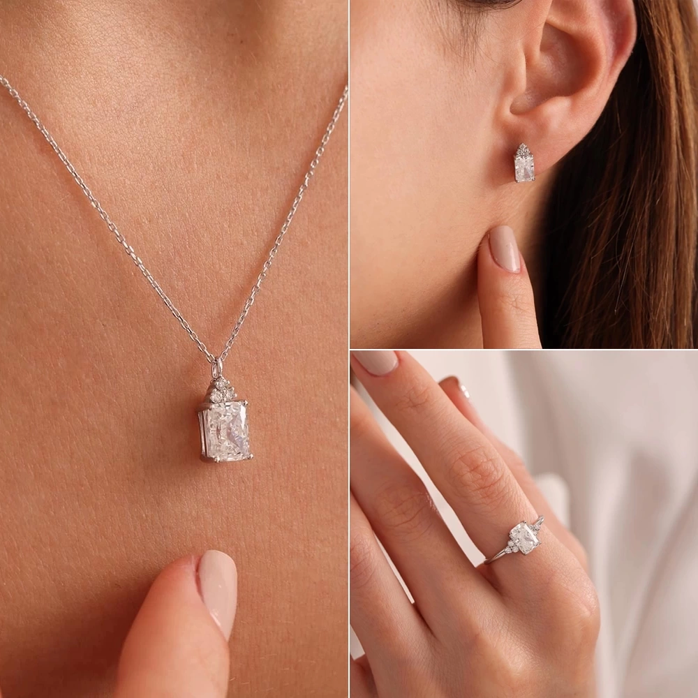 8.05 CT Beyaz Topaz & Pırlanta Set