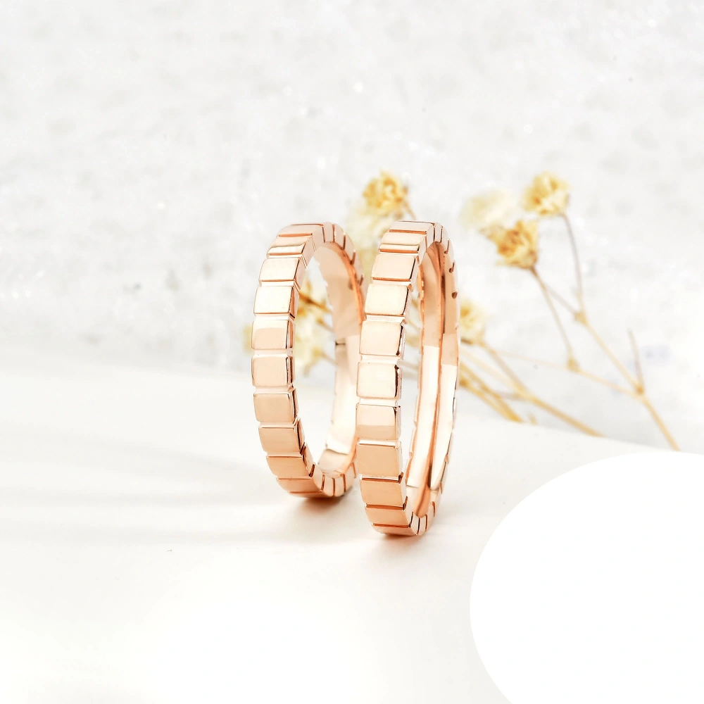 Kare Kesme Desenli Köşeli Alyans