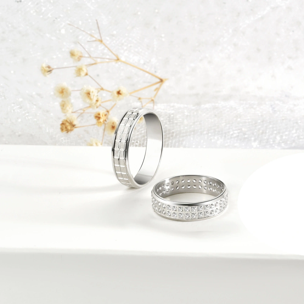 Çift Sıra Taşlı Köşeli Alyans