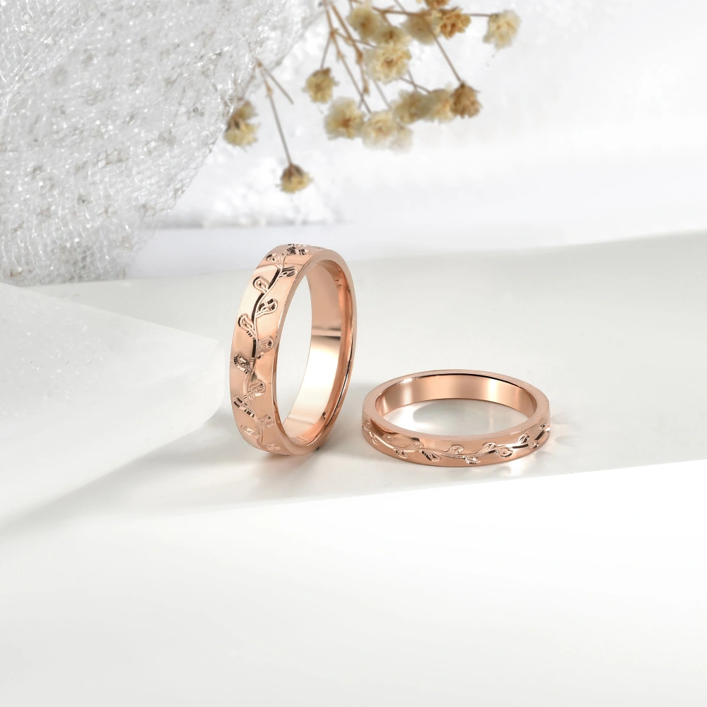 Yaprak Desenli Kesme Model Alyans