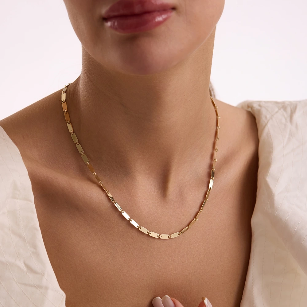 Geniş Pullu 14 Ayar Altın Kolye