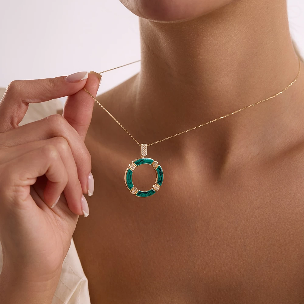 Renkli Halka 14 Ayar Altın Kolye