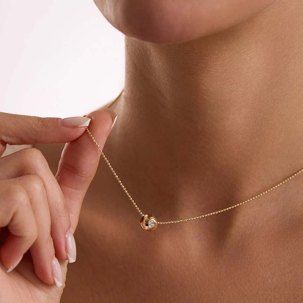 Taşlı Top 14 Ayar Altın Kolye