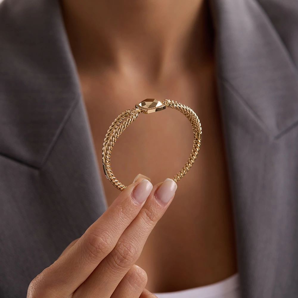 Tokalı 14 Ayar Altın Bileklik