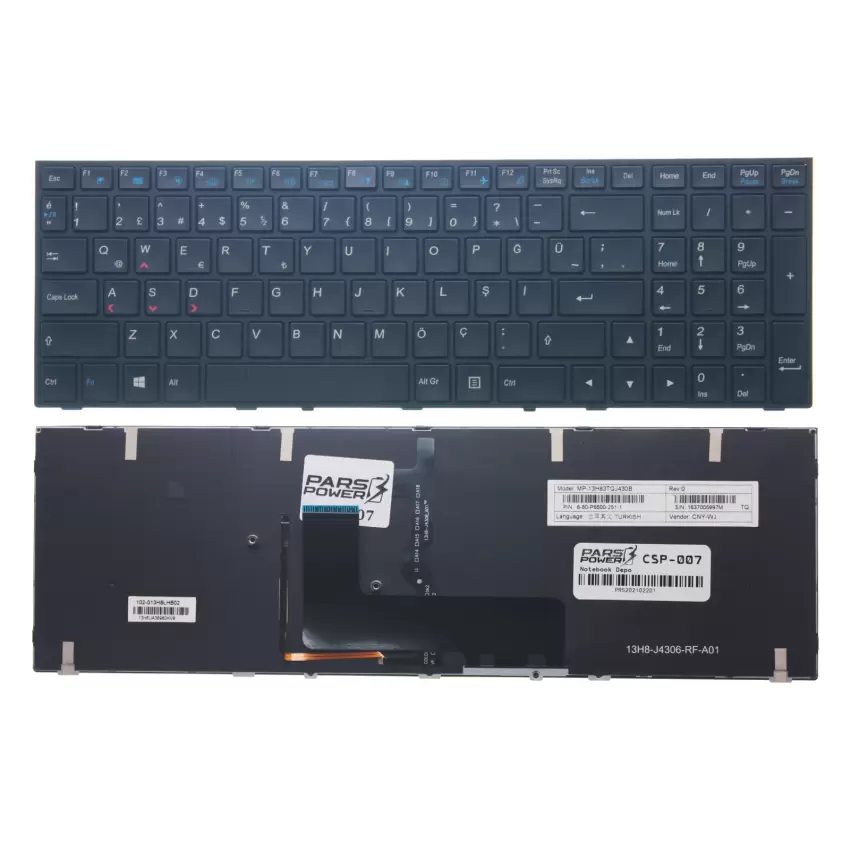 MP-13H83USJ430B Uyumlu Notebook Klavye Işıklı (Siyah TR)