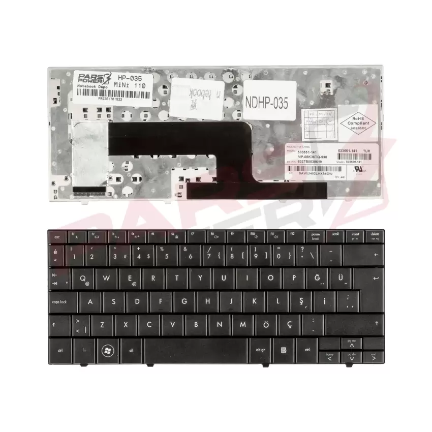 HP 533549-141, 533549-001 Notebook Klavye (Siyah TR)