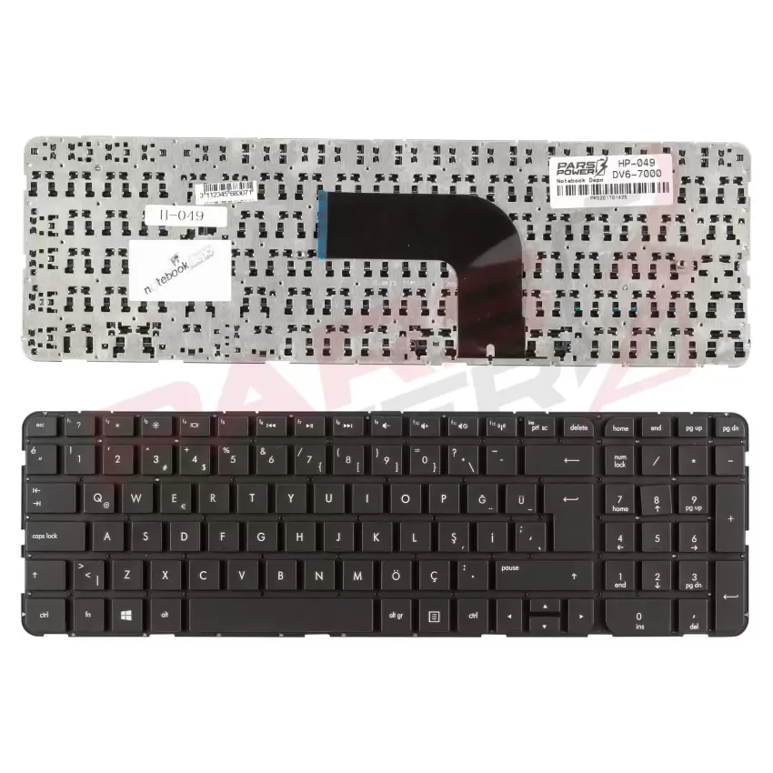 HP 697454-141, 697454-001 Notebook Klavye (Siyah TR)
