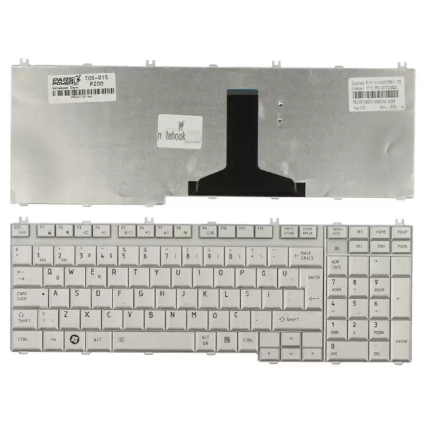 Toshiba Satellite L505-10V, L505-10W Notebook Klavye (Gümüş TR)