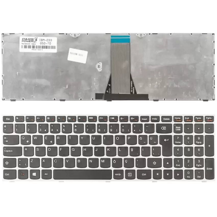 Lenovo G5070 59-431747, 59-431759 Notebook Klavye (Gümüş TR)