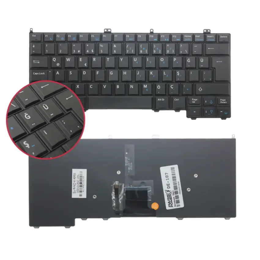 Dell Latitude P40G001, P22S001 Klavye Işıklı (Siyah TR)