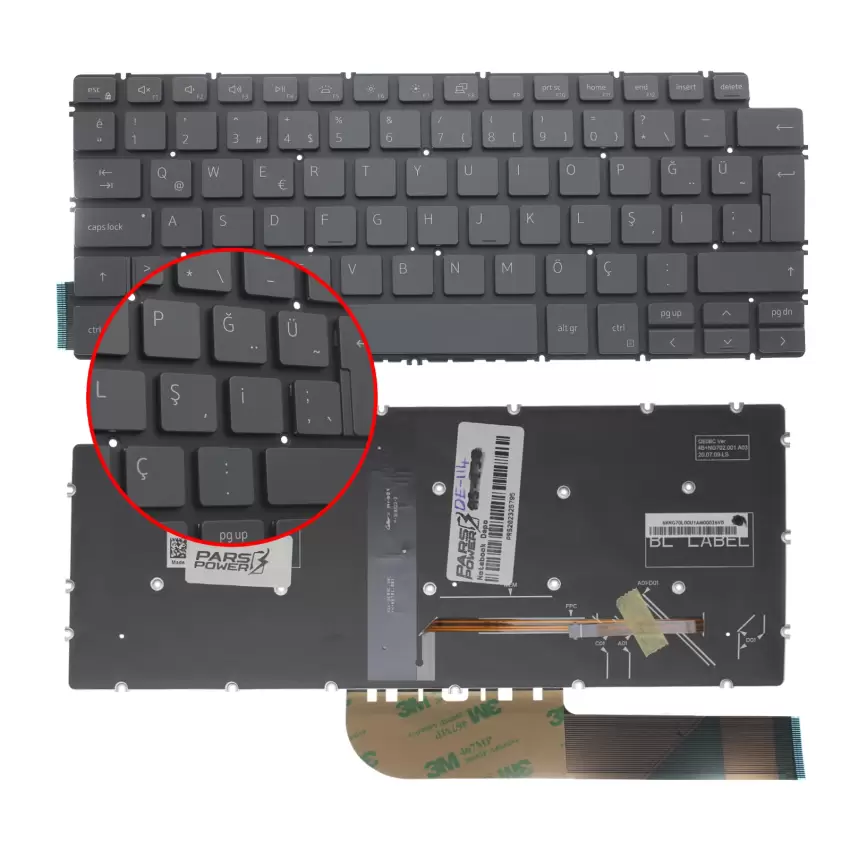 Dell Uyumlu Vostro 5390, 13-5390, 13 5390 Uyumlu Klavye Işıklı (Siyah TR)