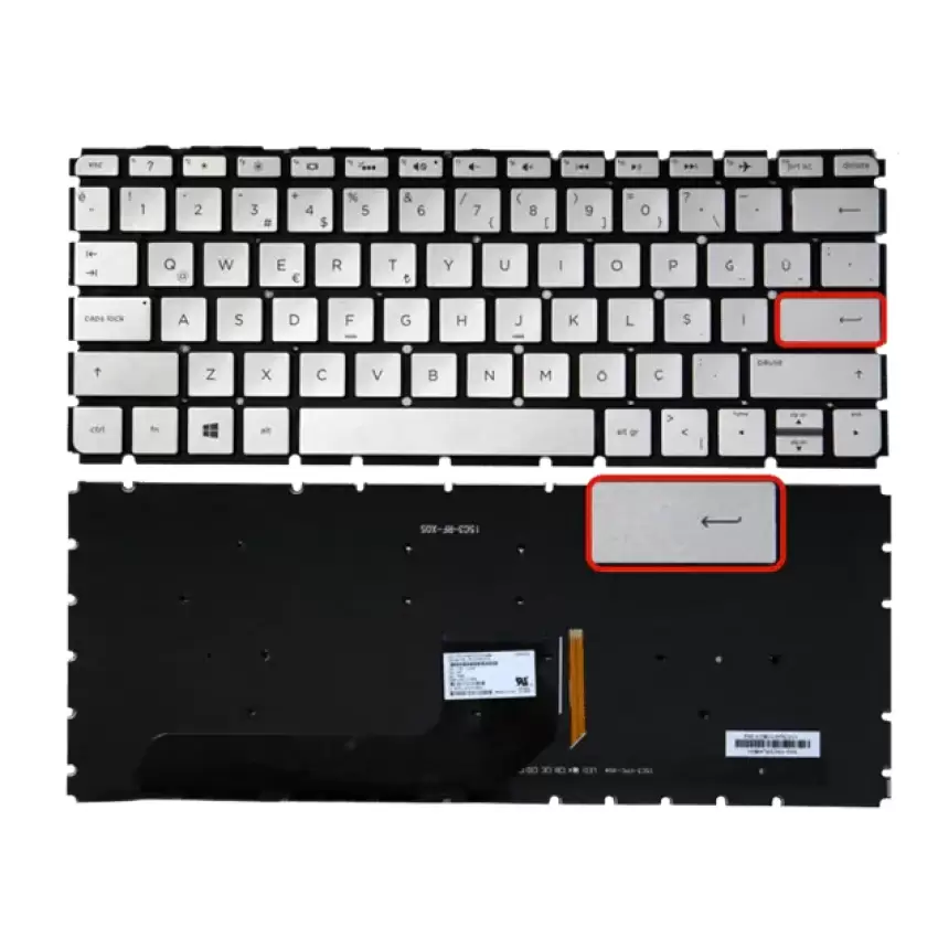 Hp Envy 829305-141, 848658-141 Notebook Klavye Işıklı (Gümüş TR)