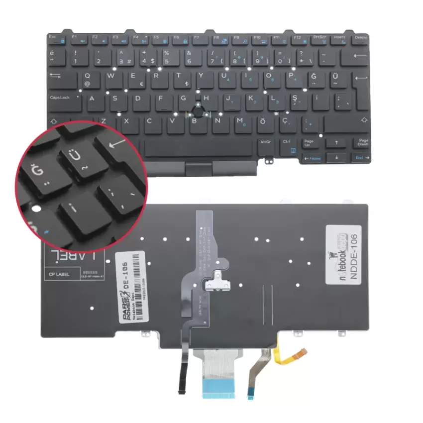 Dell Latitude P73G003, P72G003 Klavye Işıklı (Siyah TR)