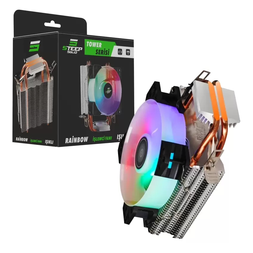 İntel LGA 1155 Bakır CPU Fan - RBW Rainbow Masaüstü İşlemci Fanı