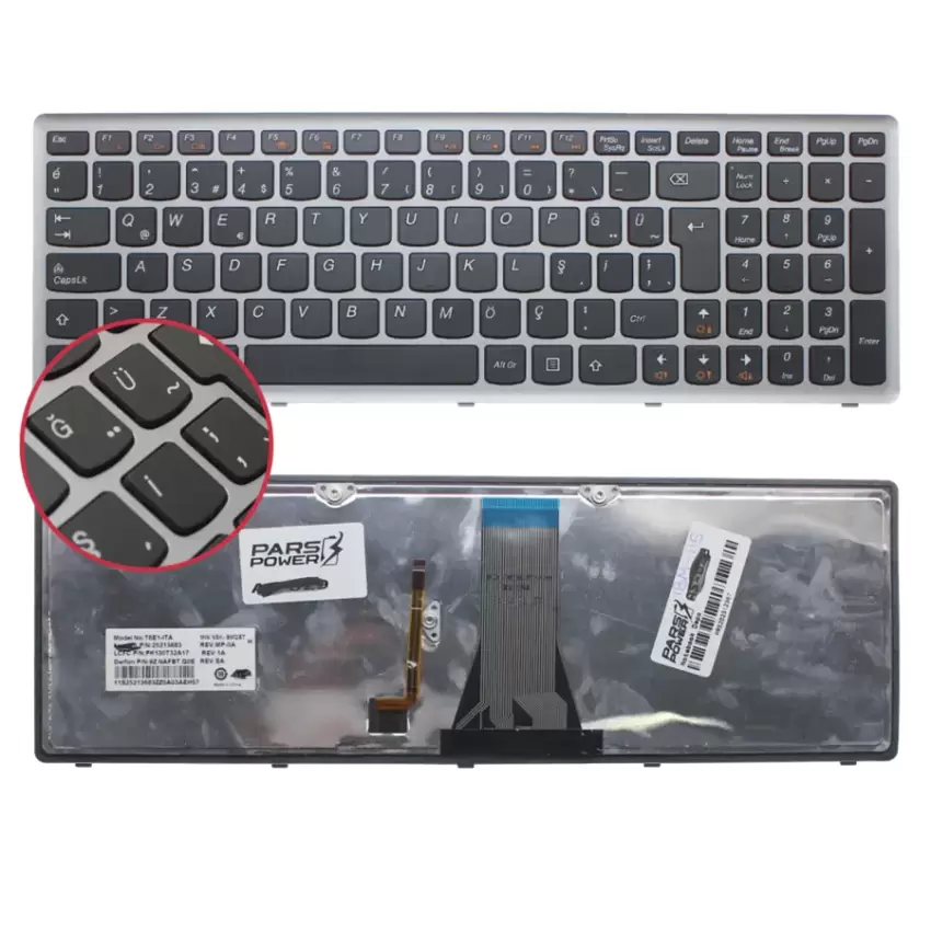 Lenovo 25211084, 25212971, 25213001, 25213031 Notebook Klavye Işıklı (Siyah TR)