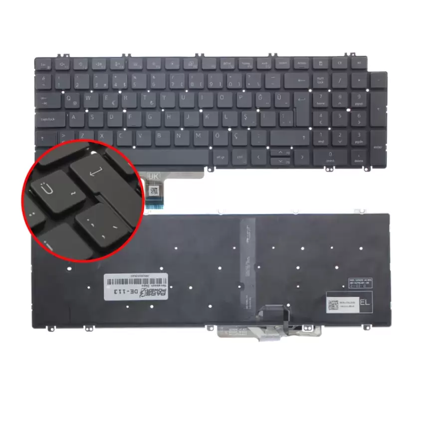 Dell Latitude 5521 P104F Klavye Işıklı (Siyah TR)