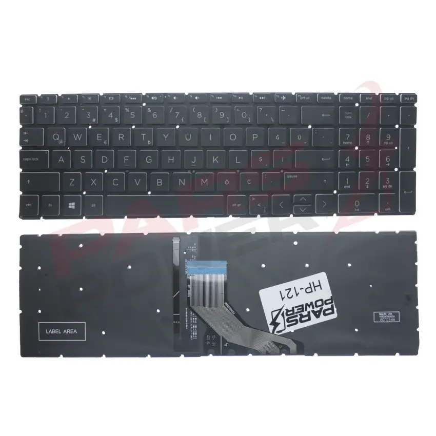HP 15-da1104nt 8KV07EA, 15-da1110nt 8RT66EA Notebook Klavye Işıklı (Siyah TR)