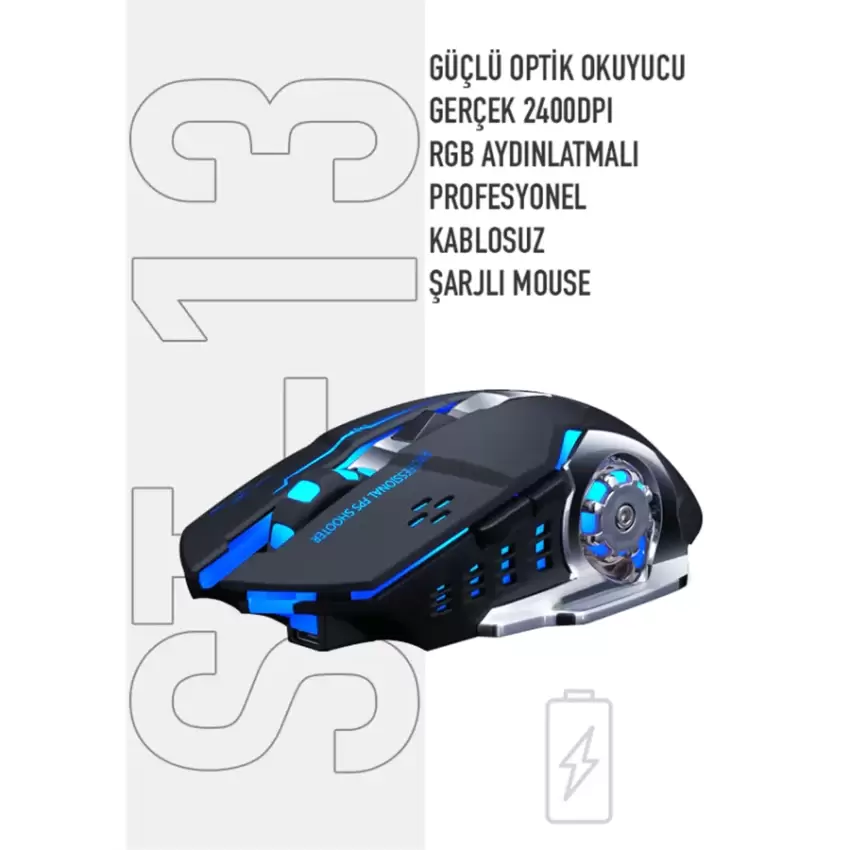 Steep Solid ST-13S Kablosuz - Wireless Şarjlı RGB Gaming Oyuncu Mouse