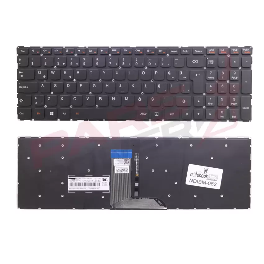 Lenovo ideaPad 700-17ISK Type 80RV Notebook Klavye Işıklı (Siyah TR)