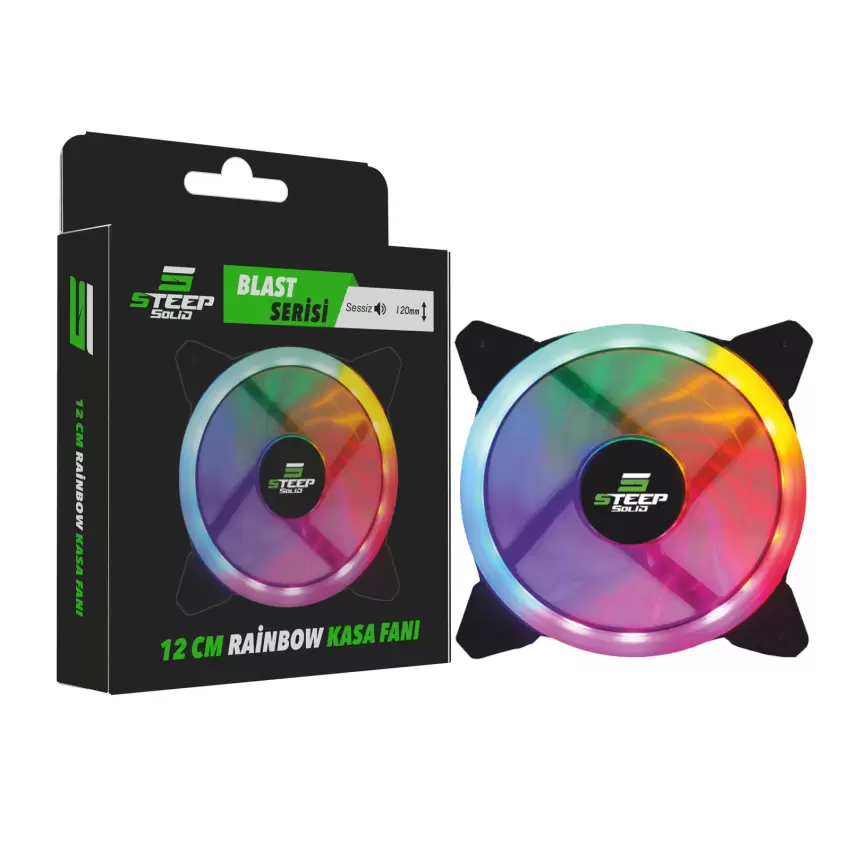 3 Pin 12cm Rainbow RBW Led Fan - Performans Seri Sessiz Kasa Fanı