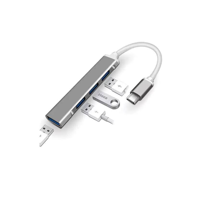 Steep Solid Ultra Slim 4 Port Type-C 3.1 to USB 3.0 Hub Çoklayıcı - Çoğaltıcı (Metal)