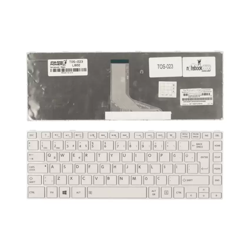 Toshiba Satellite C800, C805, C840, C845, L800, L805, L830, L840 Serisi Notebook Klavye (Beyaz TR)