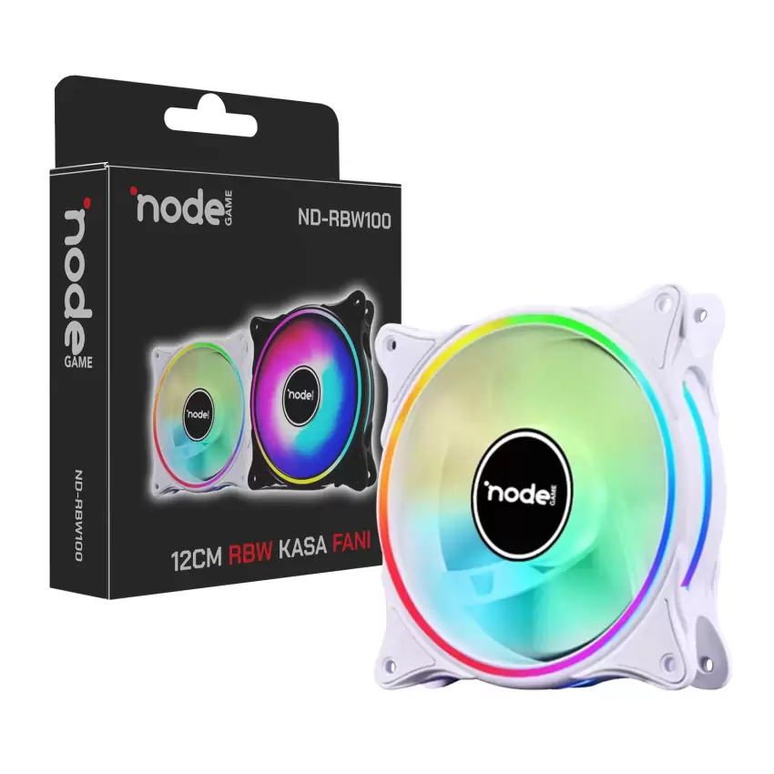 Node Game 3 Pin 120mm Rainbow RBW Led Fan - Performans Seri Sessiz Kasa Fanı (Beyaz)