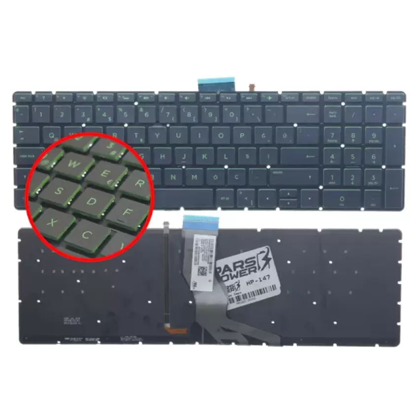 Hp 15-bs002nt, 15-bs003nt, 15-bs004nt Notebook Klavye Işıklı (Siyah TR)