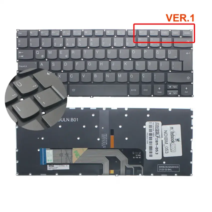 Lenovo Yoga C740-14IML 81TC006ATX Klavye Işıklı (Füme TR)