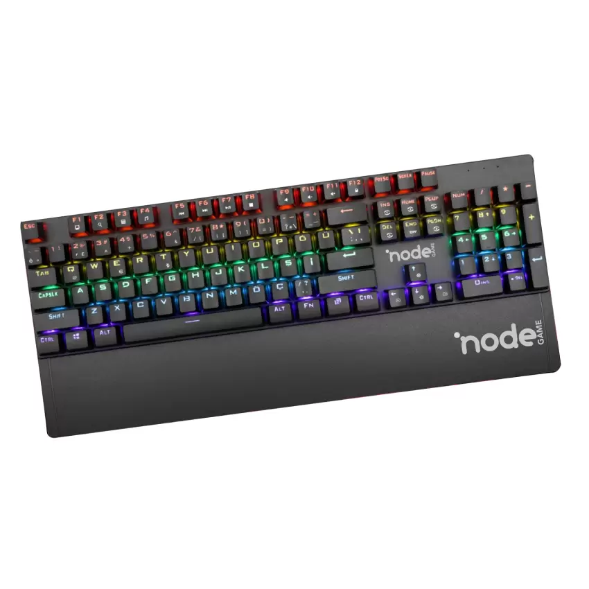 Node Game ND-MK100 Rainbow Aydınlatmalı Oyuncu Gamer Gerçek Mekanik Işıklı Klavye Türkçe Q (Blue Switch)