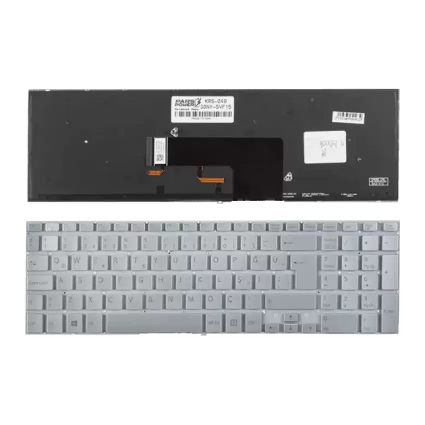 Sony Vaio Fit SVF1521K6E, SVF1521L1E Notebook Klavye Işıklı (Gümüş TR)