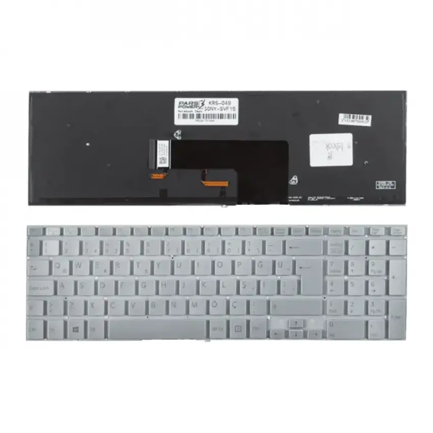 Sony Vaio Fit SVF1521R2R, SVF1521R4E Notebook Klavye Işıklı (Gümüş TR)