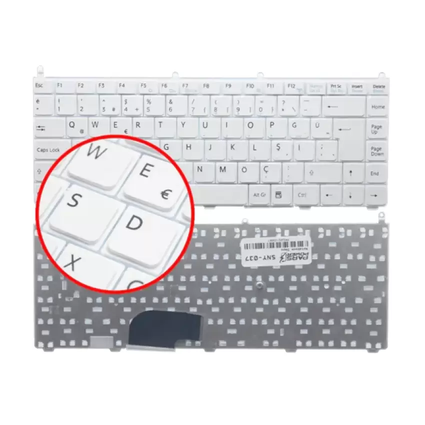 Sony Vaio PCG-7R1M, PCG-7R2L, PCG-7R2M Notebook Klavye (Beyaz TR)