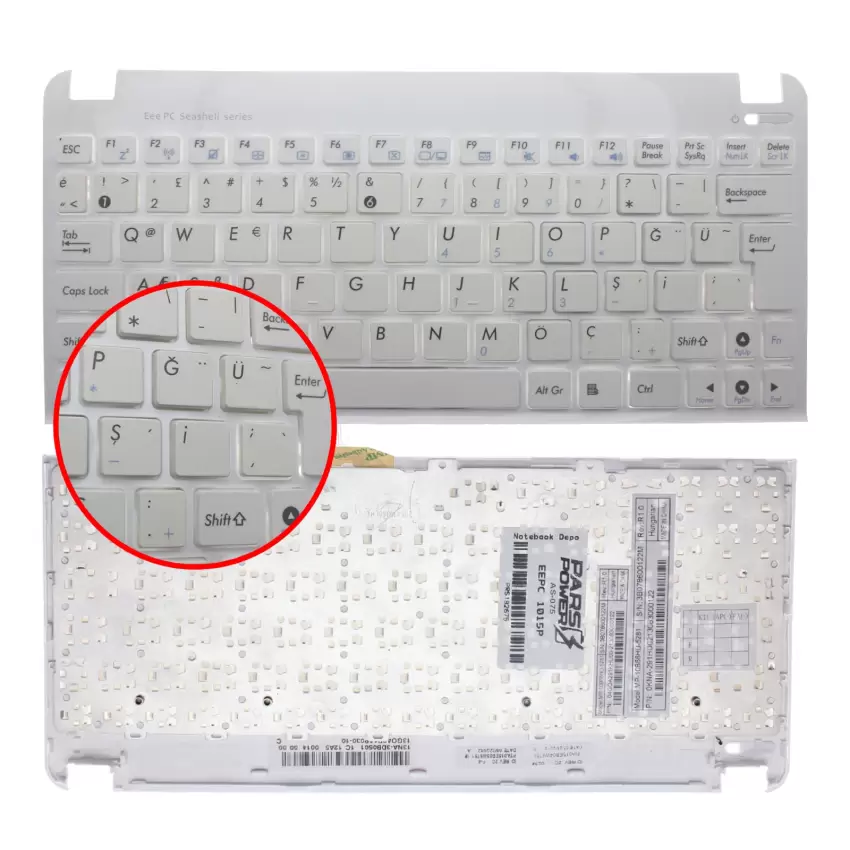 Asus Eee Pc R051PN, R051PW, R051PX, R051T, X101 Notebook Klavye (Beyaz - Çerçeveli TR)