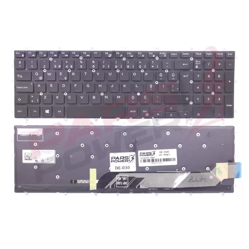 Dell inspiron 15 5570 FHDS50F8256C Notebook Klavye Işıklı (Siyah TR)