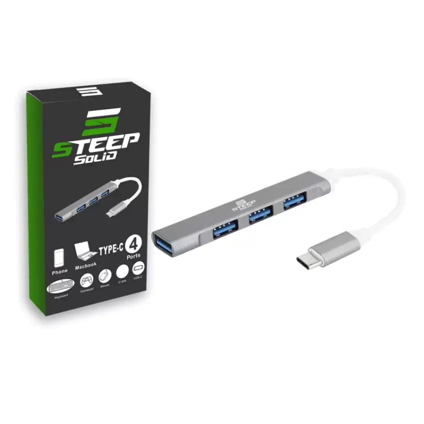 Steep Solid Ultra Slim 4 Port Type-C 3.1 to USB 3.0 Hub Çoklayıcı - Çoğaltıcı (Metal)
HUB2TYPEC