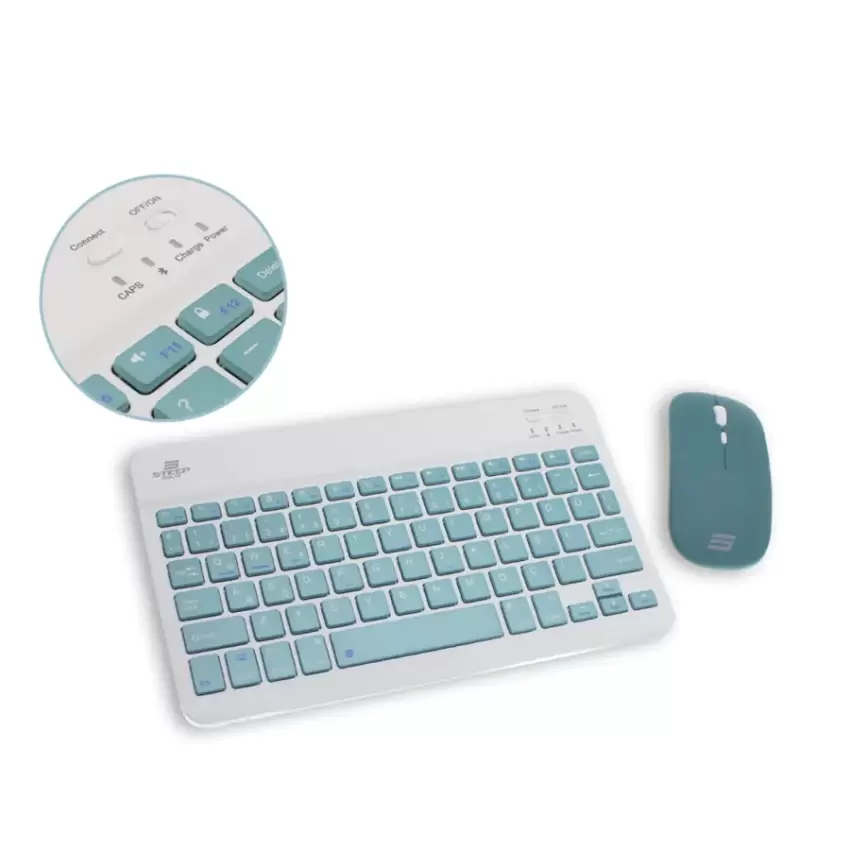 Steep Solid Magic Şarjlı Bluetooth Klavye - Mouse Set (Yeşil TR) STEEPKM1G