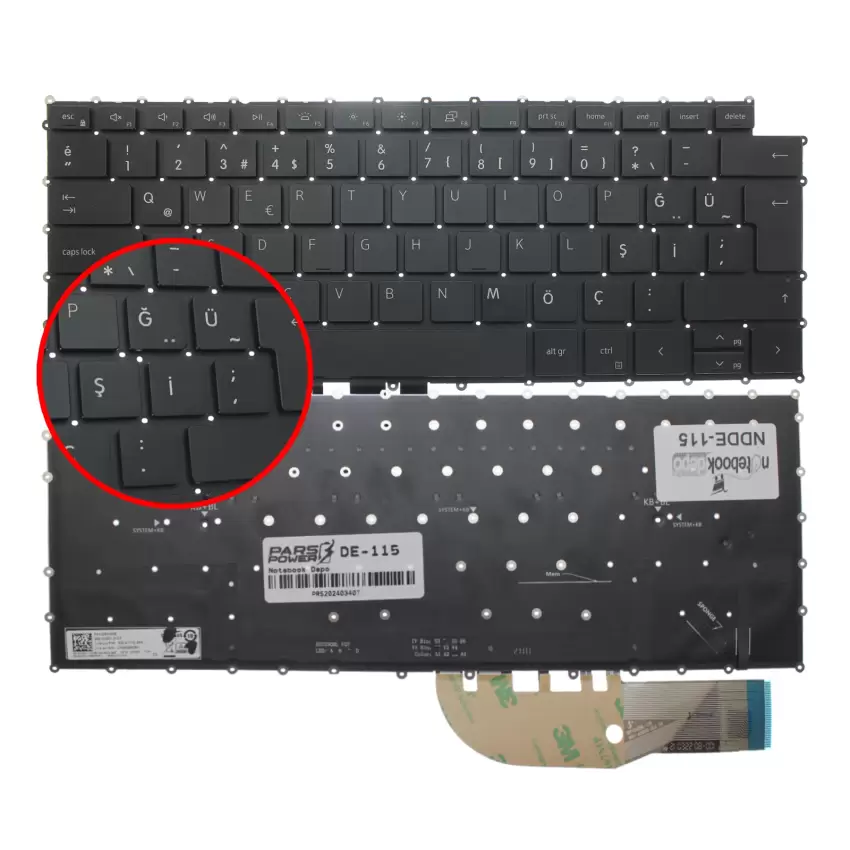 Dell Precision P91F (5570) Uyumlu Klavye Işıklı (Siyah TR)