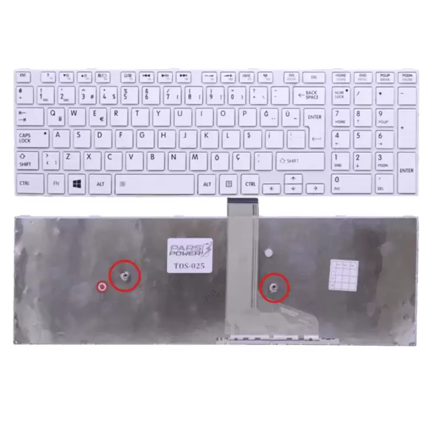 Toshiba Satellite L50-A-11M, L50-A-11N, L50-A-11Q Klavye (Beyaz TR)